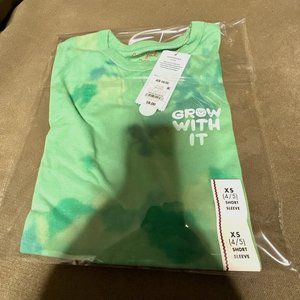 Cat & Jack Kids Size XS 4/5 Tie Dye Green T-Shirt New With Tags